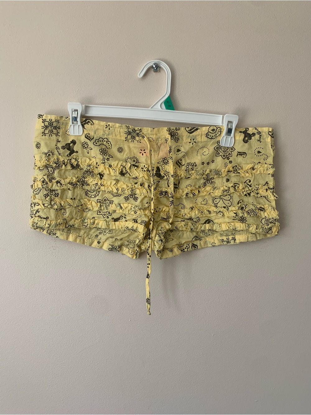 Juicy Couture Yellow Ruffle Tie-Front Bike Shorts